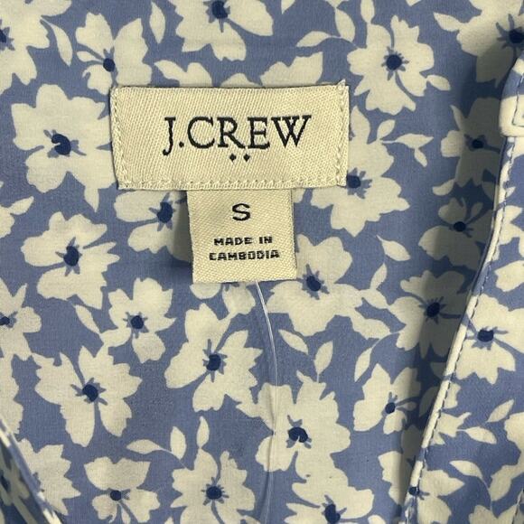 J. Crew Factory Popover Placket Blouse in‎ Blue and White Floral Size S NWT - Picture 7 of 10